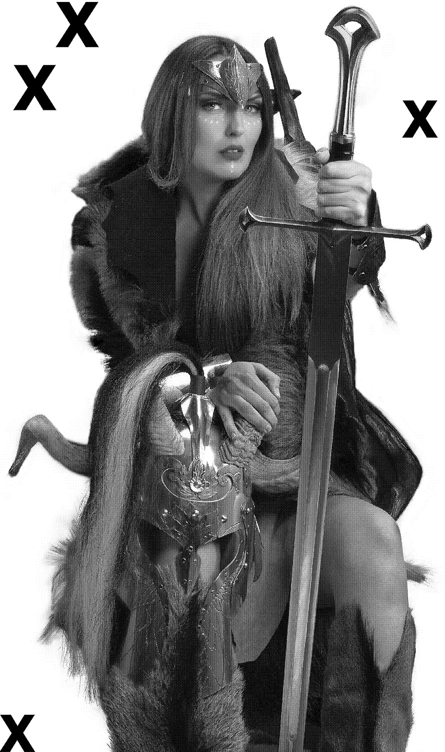 Beautiful redheaded girl as shieldmaiden - Viking warrior woman - High Detail Airbrush stencil HD stencils